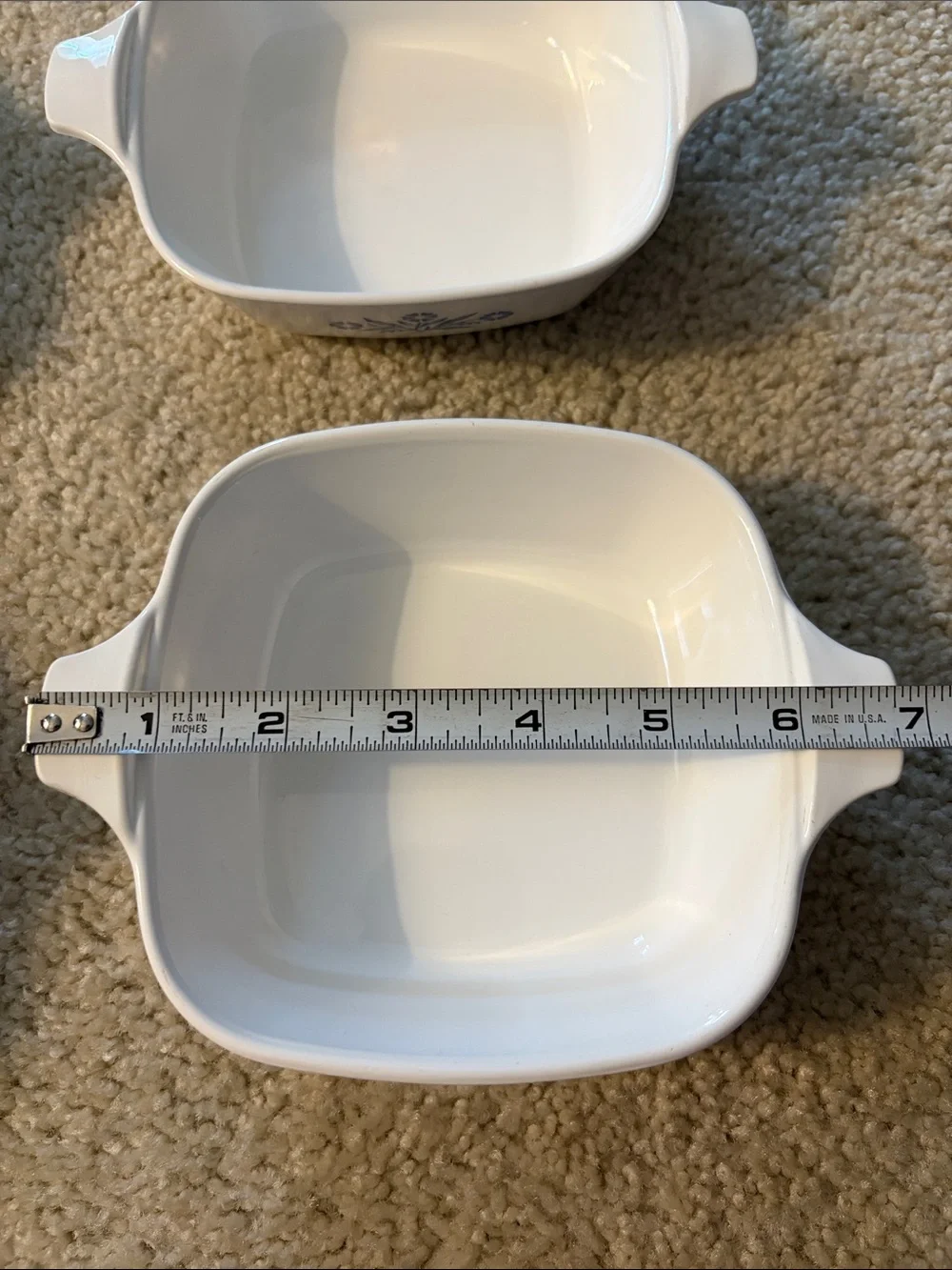 Set of 4 Vintage Corning Ware Cornflower Blue & White Pattern Petite Pan P-41